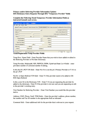 Primary Provider Information Update Form