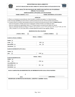 Declaração de Manejo de Espécies Exóticas Invasoras