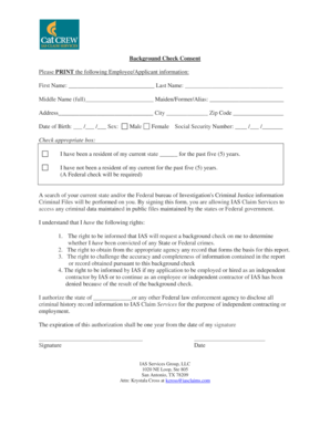 Background Check Consent Form