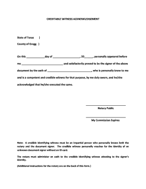 Texas Credible Witness Acknowledgement