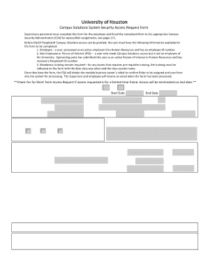 University of Houston Campus Solutions Security Access Request Form