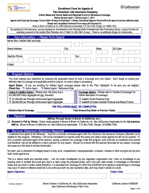 CalSurance Agents E&O Program Enrollment Form