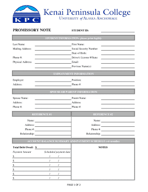 Promissory Note for University of Alaska