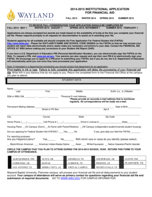 Institutional Financial Aid Application