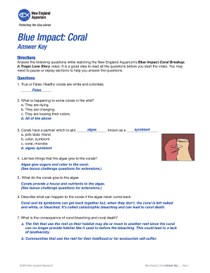 Blue Impact Coral Answer Key