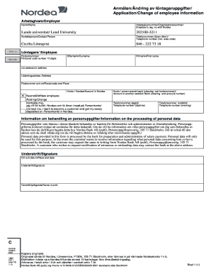 Nordea Employee Information Change Form