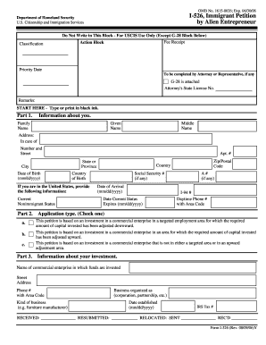 USCIS Form I-526 Immigrant Petition by Alien Entrepreneur