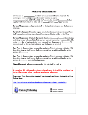 Alaska Promissory Installment Note