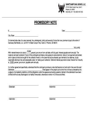 Promissory Note for Bail Bonds