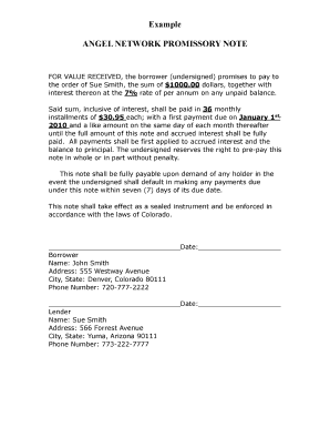 Angel Network Promissory Note