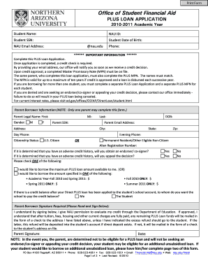PLUS Loan Application Form