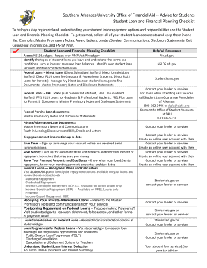 Student Loan and Financial Planning Checklist