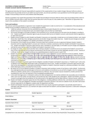 California Lutheran University Student Account Master Promissory Note