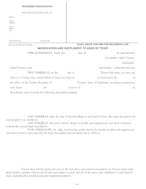 Modification and Supplement to Deed of Trust