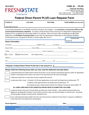 Federal Direct Parent PLUS Loan Request Form