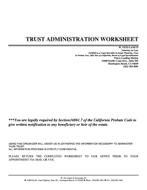 California Trust Administration Worksheet