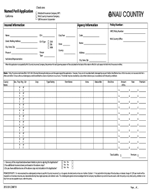 Named Peril Crop Insurance Application