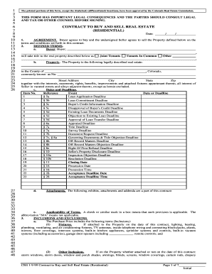 Colorado Residential Real Estate Purchase Agreement