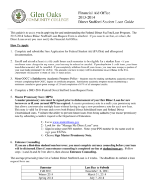 2013-2014 Federal Direct Stafford Loan Request Form