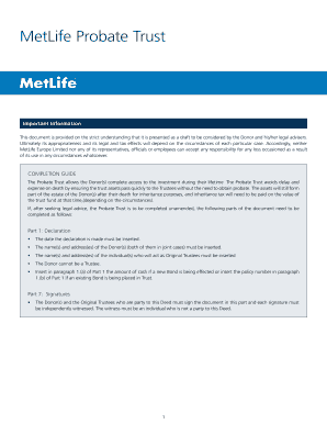 MetLife Probate Trust Deed