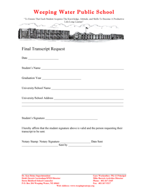 Fillable Online Final Transcript Form - ESU #3 Fax Email Print - pdfFiller