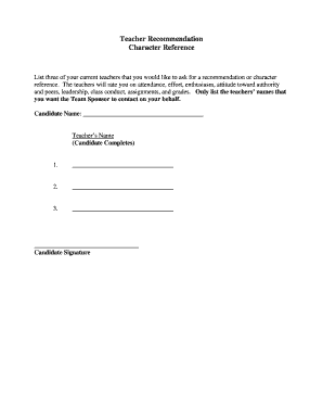 Teacher Recommendation Form