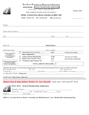 NJPSA Retiree Membership Application