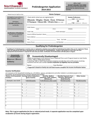 Prekindergarten Application Form