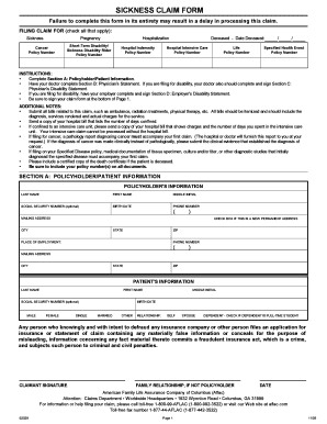 Aflac Sickness Claim Form