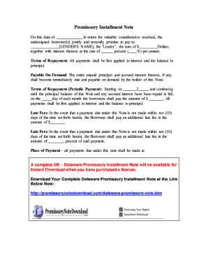 Delaware Promissory Installment Note