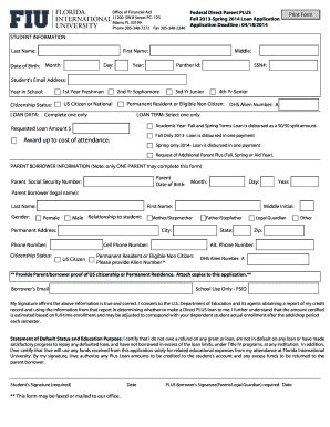 Federal Direct Parent PLUS Loan Application