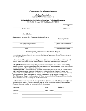 Continuous Enrollment Program Registration Form