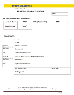 Banco do Brasil Personal Loan Application