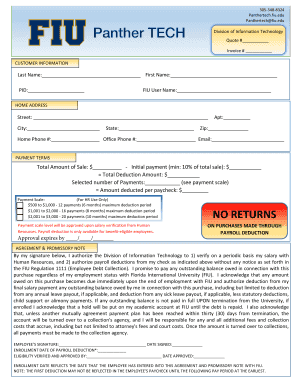 FIU Payroll Deduction Agreement