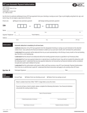 Colorado PERA 457 Loan Automatic Payment Authorization