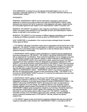 Independent Agent Magazine Subscription Agreement