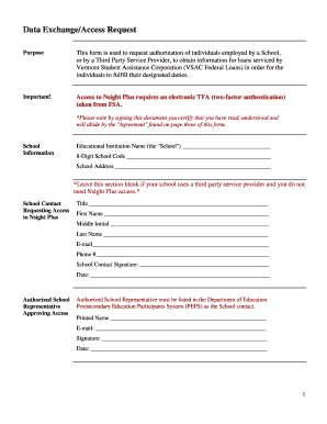 VSAC Federal Loans Data Exchange Access Request