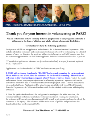 PARC Volunteer Application Form