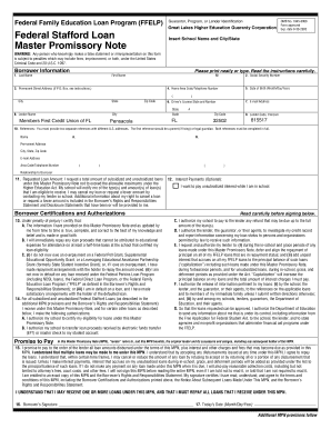 Federal Stafford Loan Master Promissory Note