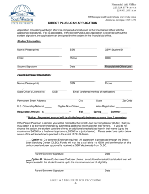 Direct PLUS Loan Application