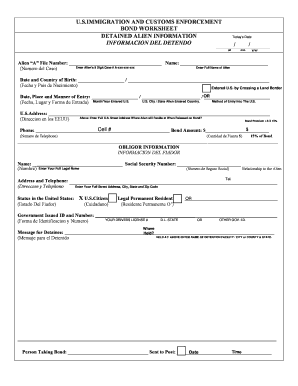 US Immigration Bond Worksheet