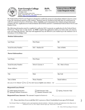 Federal Direct PLUS Loan Request Form
