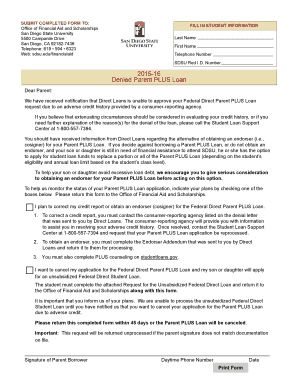 Denied Parent PLUS Loan Form