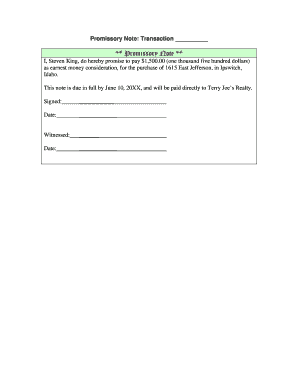 Promissory Note for Earnest Money