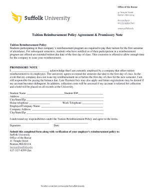 Tuition Reimbursement Policy Agreement & Promissory Note
