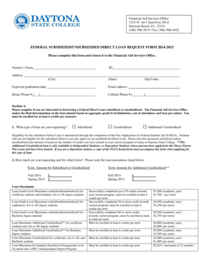 Federal Direct Loan Request Form 2014-2015