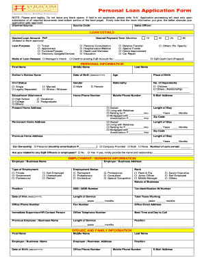 Personal Loan Application Form