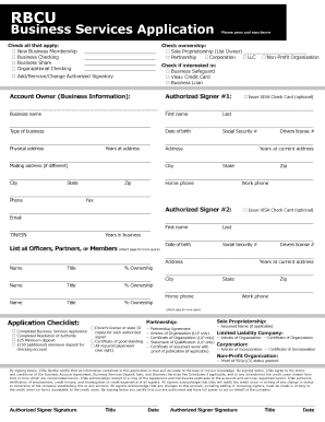 RBCU Business Services Application