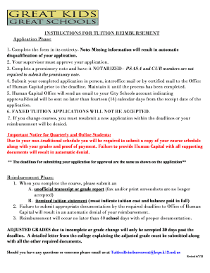 Baltimore City Public Schools Tuition Reimbursement Application