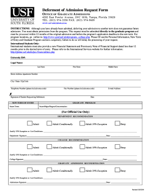 Deferment of Admission Request Form